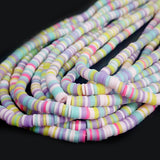 Multi Mix COLOR PER STRAND/LINE 6MM WASHER FIMO CANDIES DESIGNER RUBBER BEADS POLYMER CLAY BEADS FOR CRAFT AND JEWELRY MAKING, APPROX 350 BEADS IN A LINE, ONE LINE HAS ABOUT 14.5 INCHES LONG