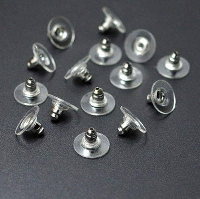 50 Pairs (100 Pieces) Pack'  Rhodium Silver Earring Back Stopper Findings