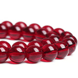 48 PIECES LOOSE PACK' SUPER QUALITY' '8 MM SIZE' RED TRANSPARENT PLAIN CRYSTAL BEADS