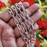 SILVER POLISHED CHAINS' SIZE APPROX ' 11X5 MM APPROX' CHAIN LENGTH APPROX 80-85 CM SOLD BY 1 PIECE CUTTING PACK