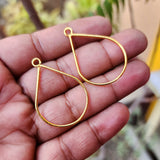 2 PAIR PACK' GOLD POLISHED' 38 MM APPROX' AUTHENTIC HANDMADE BRASS HOOP USED DIY JEWELLERY MAKING