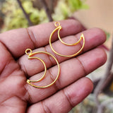 2 PAIR PACK' GOLD POLISHED' 33 MM APPROX' AUTHENTIC HANDMADE BRASS HOOP USED DIY JEWELLERY MAKING