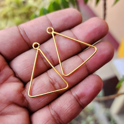 2 PAIR PACK' GOLD POLISHED' 33 MM APPROX' AUTHENTIC HANDMADE BRASS HOOP USED DIY JEWELLERY MAKING