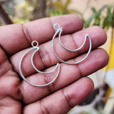 2 PAIR PACK' SILVER POLISHED' 33 MM APPROX' AUTHENTIC HANDMADE BRASS HOOP USED DIY JEWELLERY MAKING