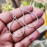 2 PAIR PACK' SILVER POLISHED' 38 MM APPROX' AUTHENTIC HANDMADE BRASS HOOP USED DIY JEWELLERY MAKING