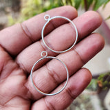 2 PAIR PACK' SILVER POLISHED' 30 MM APPROX' AUTHENTIC HANDMADE BRASS HOOP USED DIY JEWELLERY MAKING