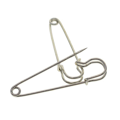 60 mm Silver Safety Pin / Brooch Pin – Jewellery Making & Craft Supplies – 10 Pieces Pack