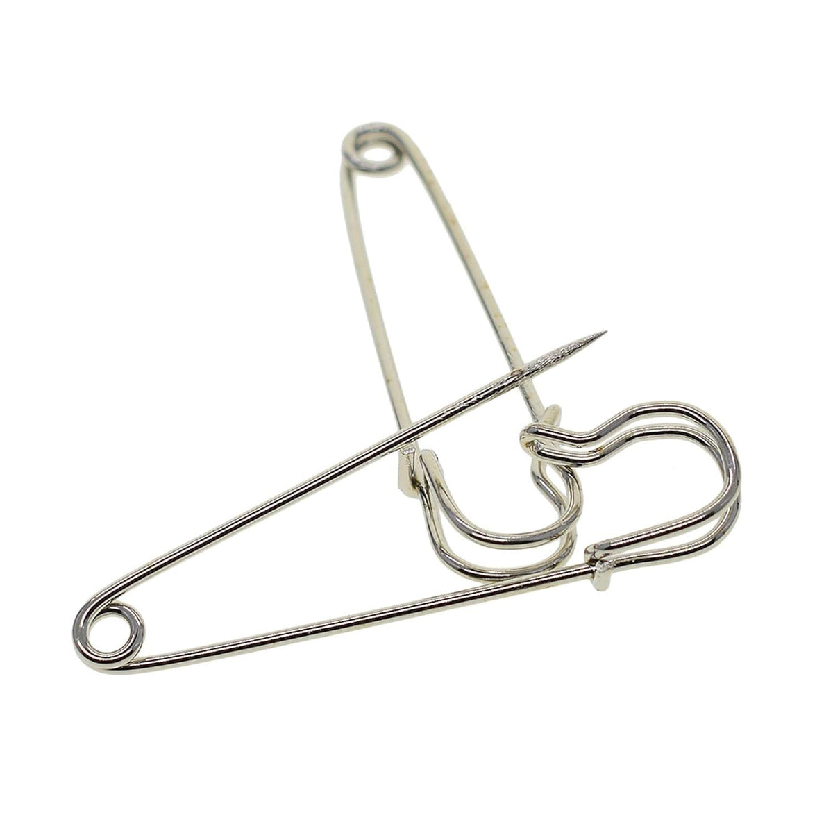 60 mm Silver Safety Pin / Brooch Pin – Jewellery Making & Craft Supplies – 10 Pieces Pack