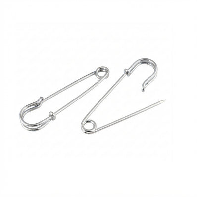 32mm Silver Safety Pin Brooch Pins | Metal Safety Pin Findings | 10 Pieces Pack
