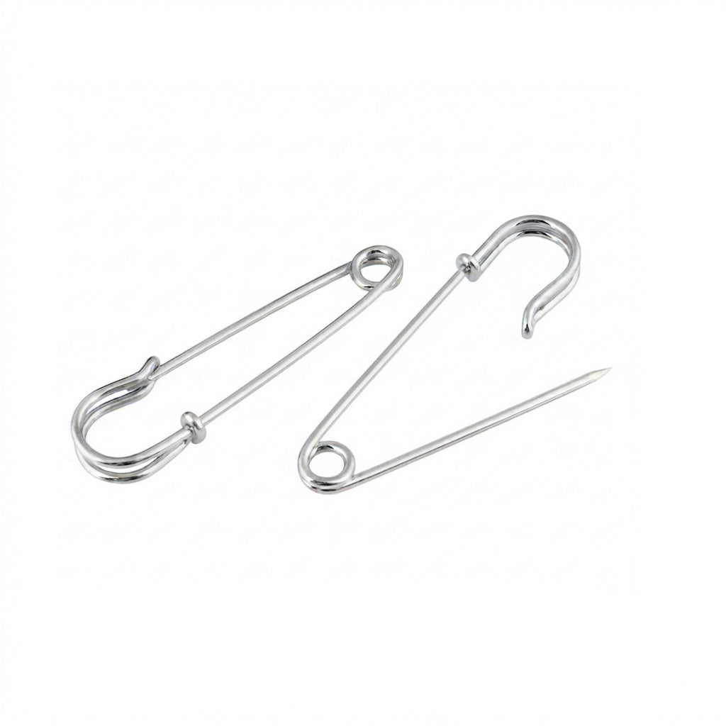 32mm Silver Safety Pin Brooch Pins | Metal Safety Pin Findings | 10 Pieces Pack