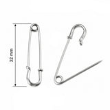 32mm Silver Safety Pin Brooch Pins | Metal Safety Pin Findings | 10 Pieces Pack