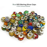 SALE ! 10 PIECES PACK REAL 925 SILVER EYELETS CAPS' IN 8MM LAMPWORK MIX BEADS