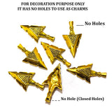 Gold Arrowhead Decorative Embellishments 31x15mm (10 Pcs Pack)