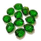 Green Carved Melon Glass Side Hole Beads 20x15mm (4 Pieces Pack)