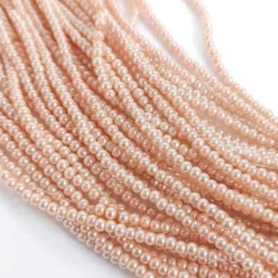 Peach Glass Pearl Beads 2.5mm-3mm - 30" Long Strand | Wholesale