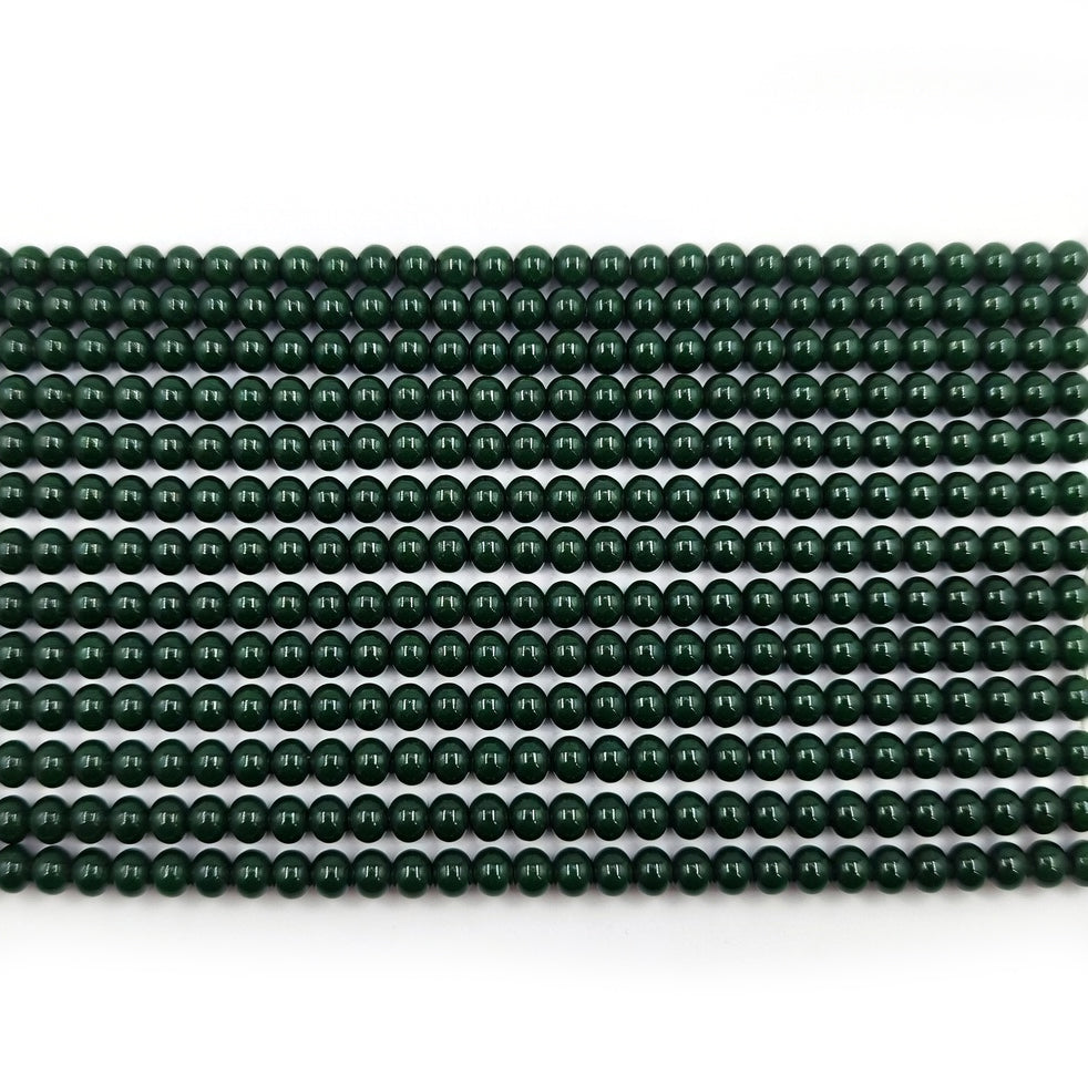 3x3.5mm Green Glass Beads, Made in India Beads Sale Lot, Unbeatable price (APPROX 180~185 BEADS/STRAND)