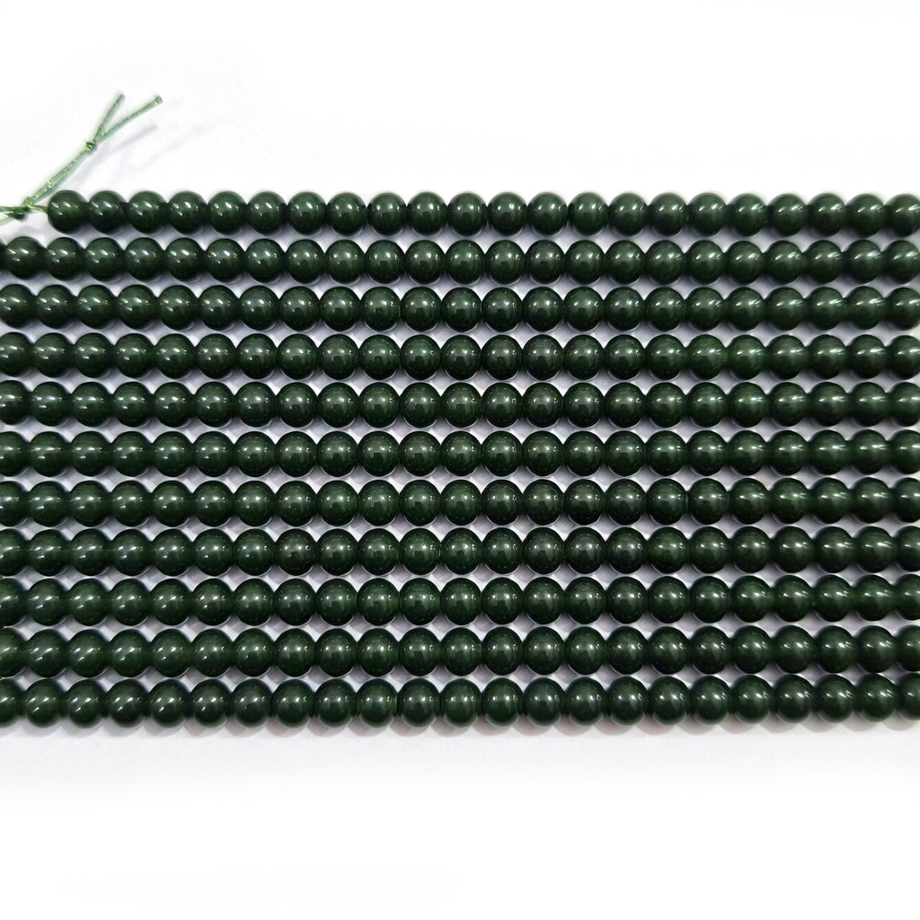 4mm Green Glass Beads, Made in India Beads Sale Lot, Unbeatable price(APPROX 180~190 BEADS/STRAND)