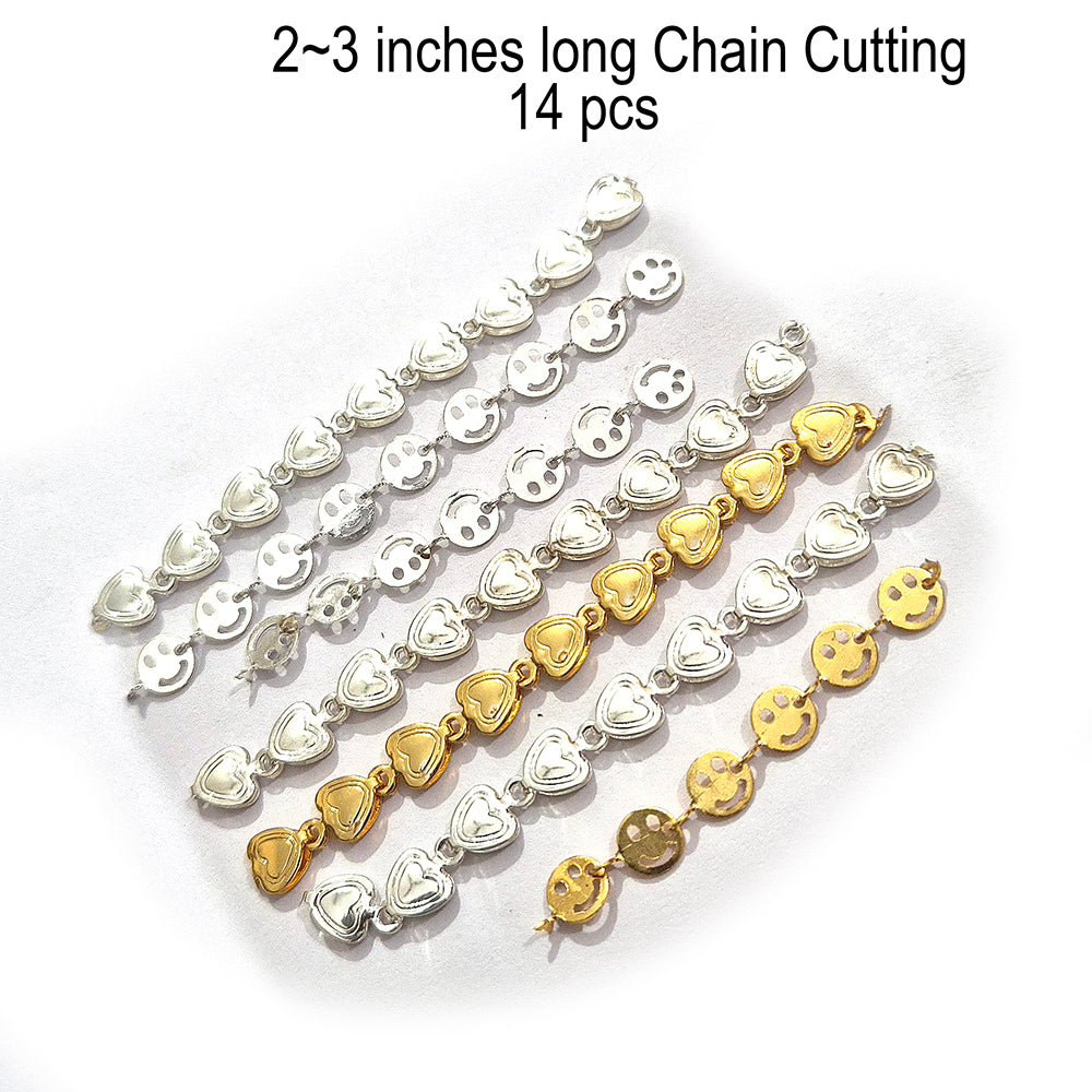 10pcs Chain for Jewelry making 2~3 inches cutting, Heart and smily