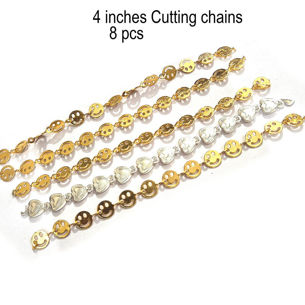 8pcs Chain for Jewelry making 4 inches cutting, smily