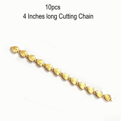 10pcs Chain for Jewelry making 4 inches cutting, Heart chain Gold