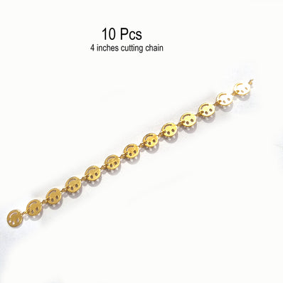 10pcs Chain for Jewelry making 4 inches cutting, Smily chain Gold