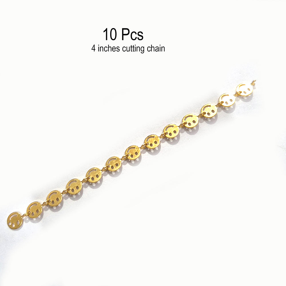 10pcs Chain for Jewelry making 4 inches cutting, Smily chain Gold