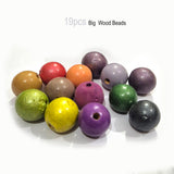 19pcs wooden painted beads size 16mm approx