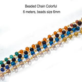5meters beaded chain link chain colorfull, beads size approx 7mm