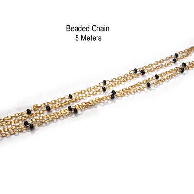 5 meters beaded chain gold plated