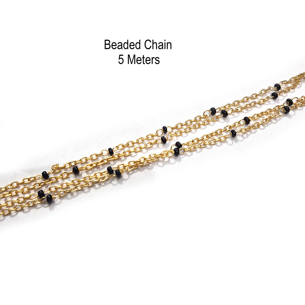 5 meters beaded chain gold plated
