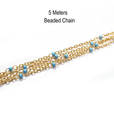 5 meters beaded chain gold plated