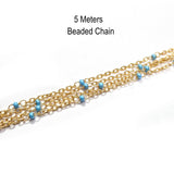 5 meters beaded chain gold plated