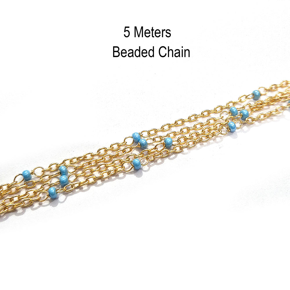 5 meters beaded chain gold plated
