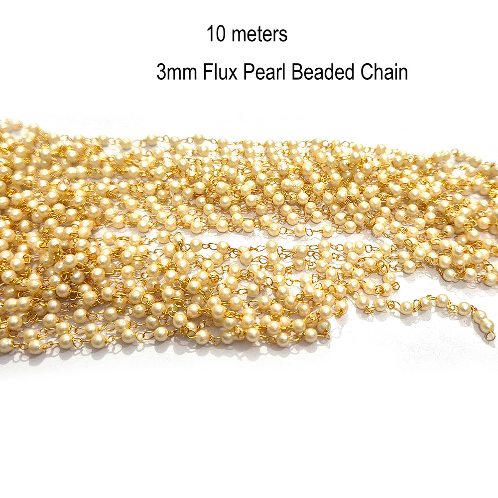 10 meters flux pearl chain for jewelry making gold plated, random cutting
