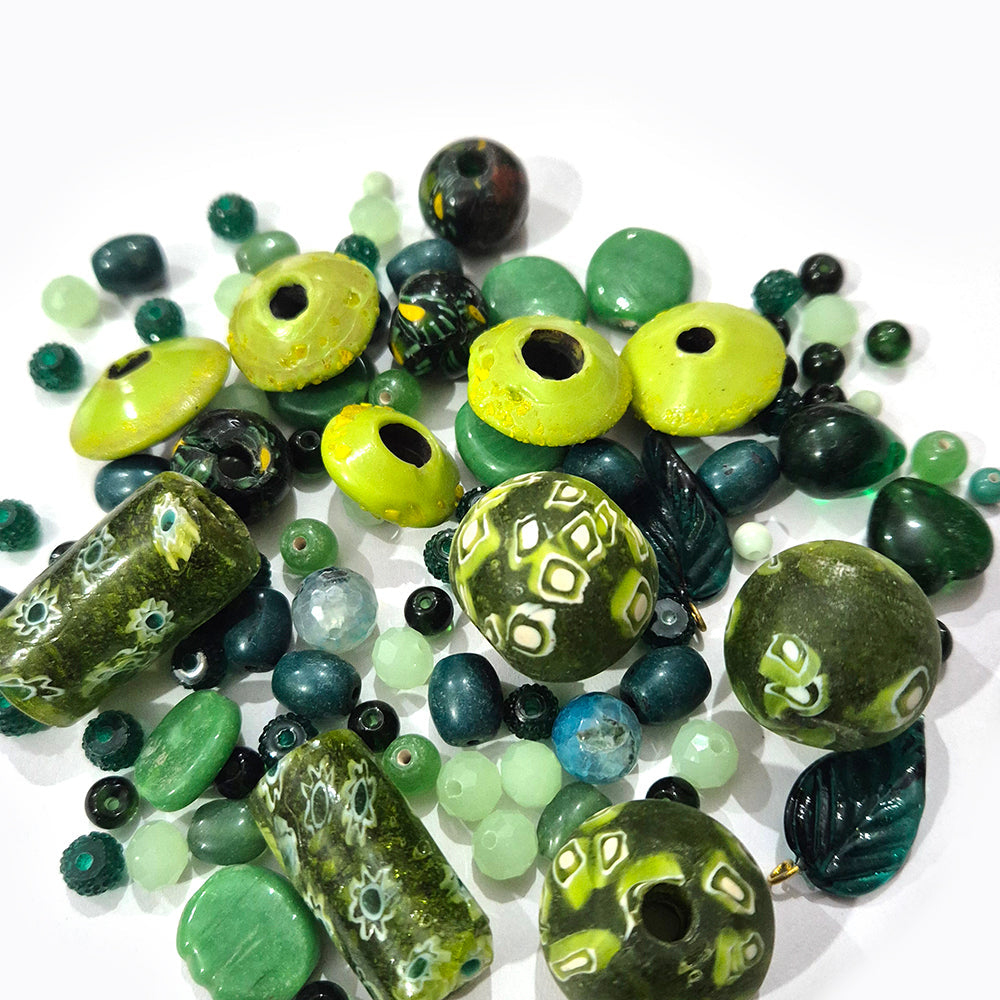 200 Grams Green mix glass beads Sale Lot Jewelry making beads