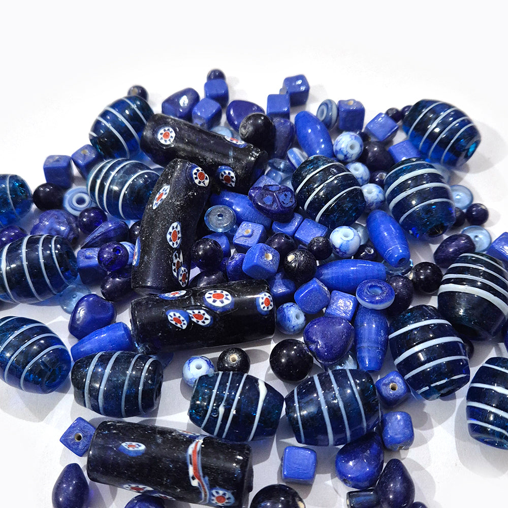 200 Grams Blue mix glass beads Sale Lot Jewelry making beads