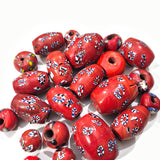 10pcs millefiori beads antique large hole Mix assortment shape, Red color