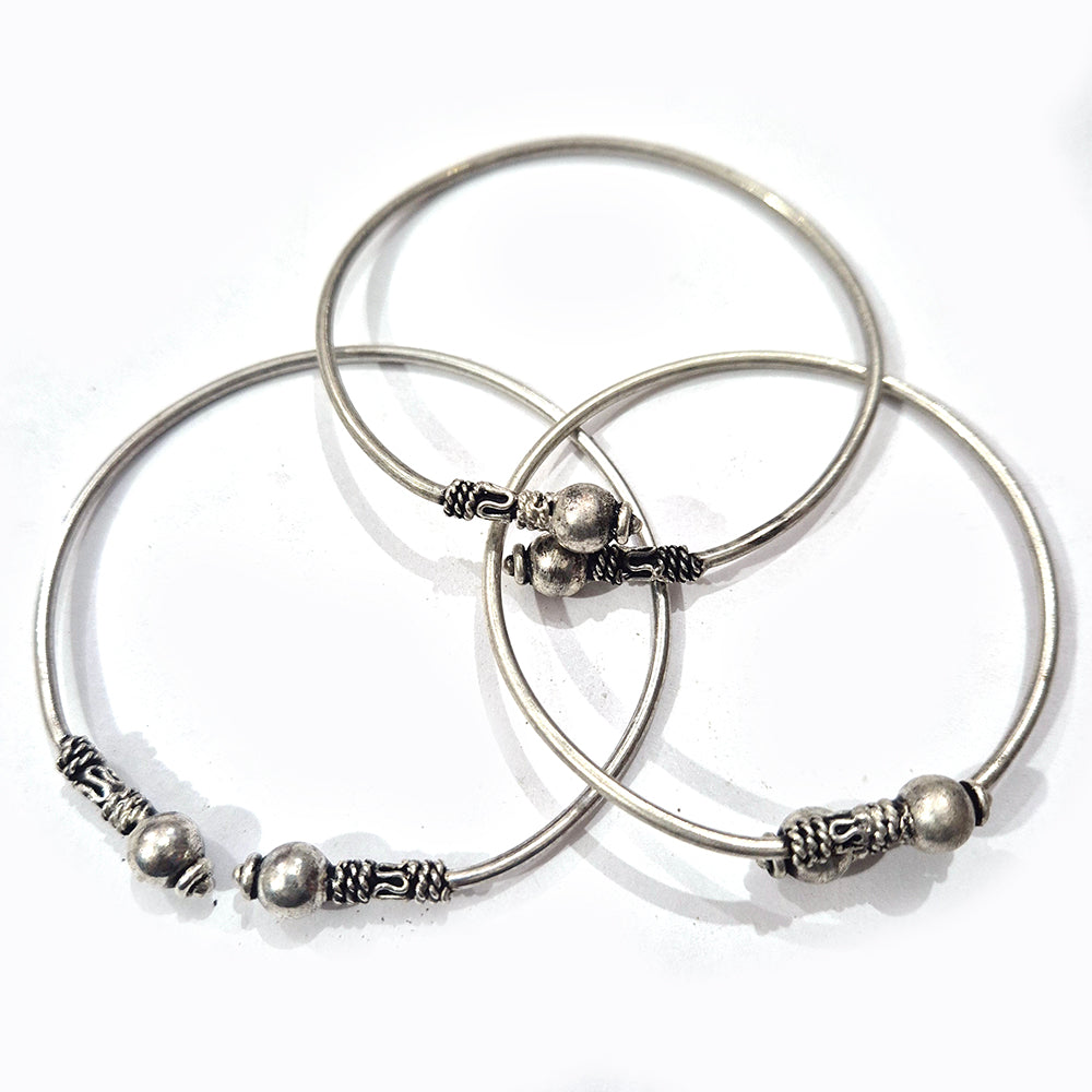 3pcs metal brass, silver antique, bracelets easy to fit