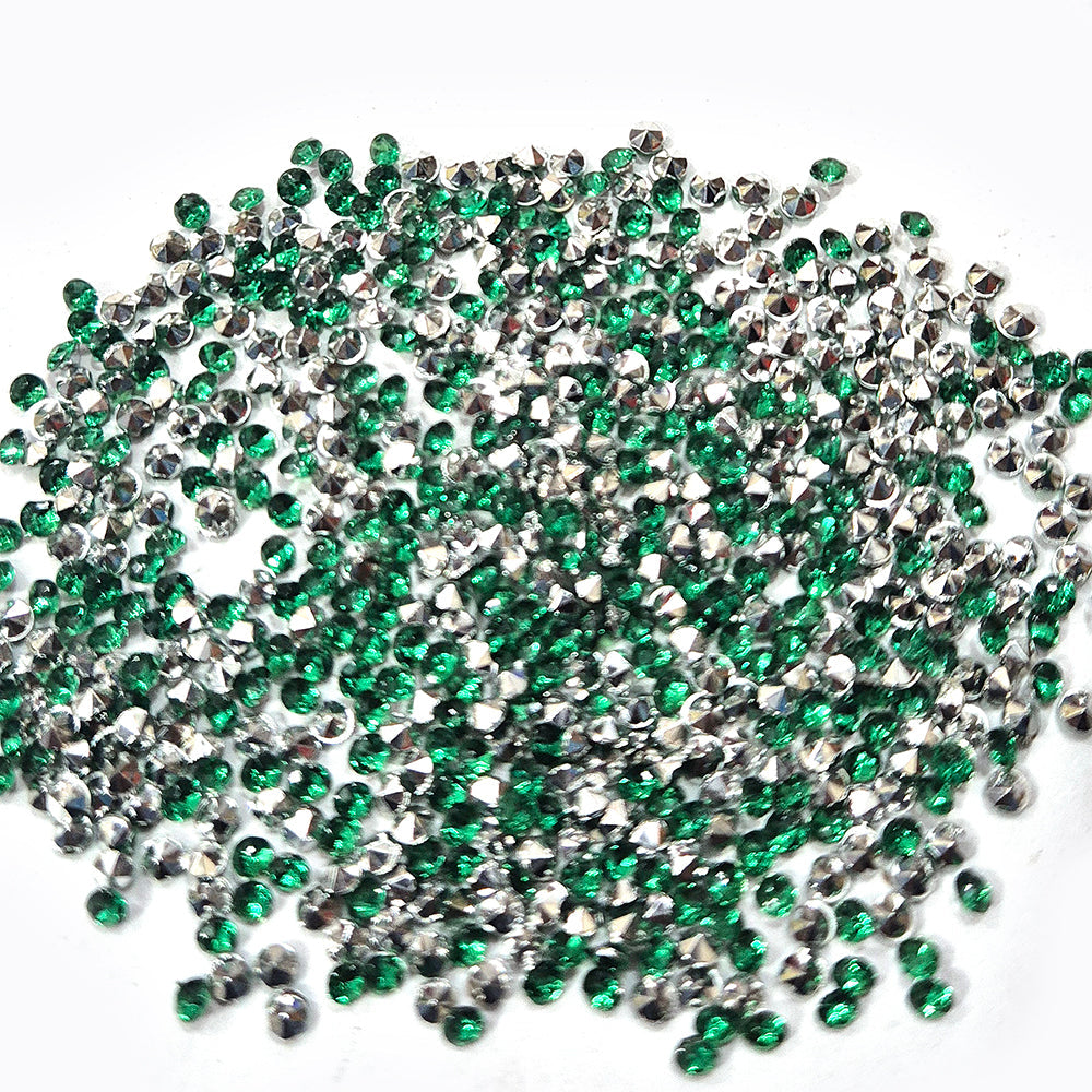1000pcs Pointed Acrylic stone, size approx 3mm Green color