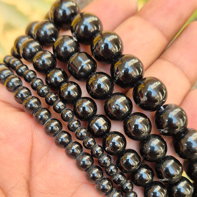 Black Round Opaque Glass Beads
