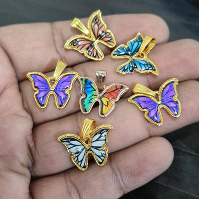 12 PIECES PACK' MIX PACK' 15x16 MM APPROX GOLD POLISHED BUTTERFLY CHARMS