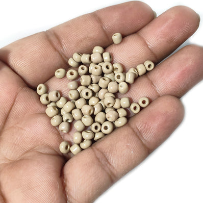 50 GRAMS' pkg. 6/0 size (4mm approx.) glass seed beads, Beige color