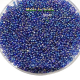 50 Grams Pkg. Glass Seed Beads, 11/0 Size About 2mm ,Blue Rainbow