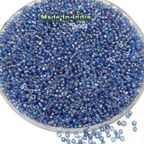 50 Grams Pkg. Glass Seed Beads, 11/0 Size About 2mm ,Light Blue Rainbow