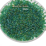 50 Grams Pkg. Glass Seed Beads, 11/0 Size About 2mm ,Green Rainbow