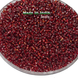 50 Grams Pkg. Glass Seed Beads, 11/0 Size About 2mm Red Silver line
