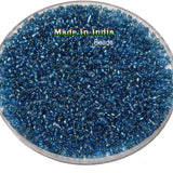 50 Grams Pkg. Glass Seed Beads, 11/0 Size About 2mm Blue Silver Line