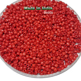50 Grams Pkg. Glass Seed Beads, 8/0 Size About 3mm Red Opaque