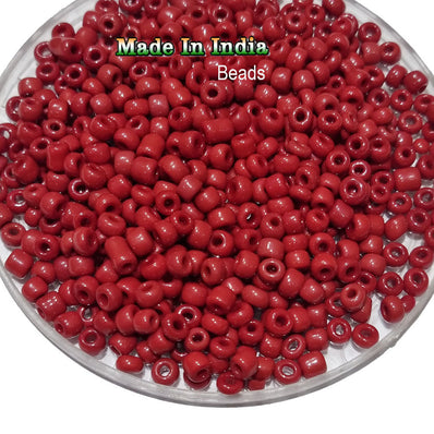50 Grams Pkg. Glass Seed Beads, 6/0 Size About 4mm Red Opaque