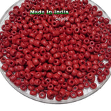 50 Grams Pkg. Glass Seed Beads, 6/0 Size About 4mm Red Opaque